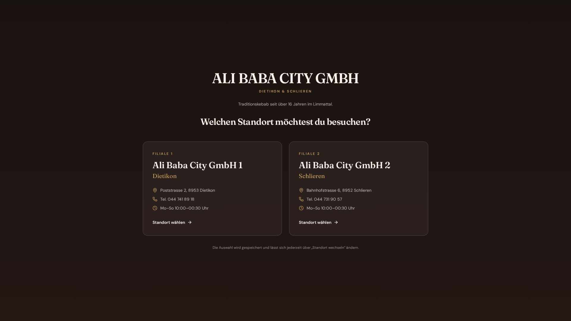Screenshot der Website von Ali Baba City GmbH mit modernem, urbanem Auftritt